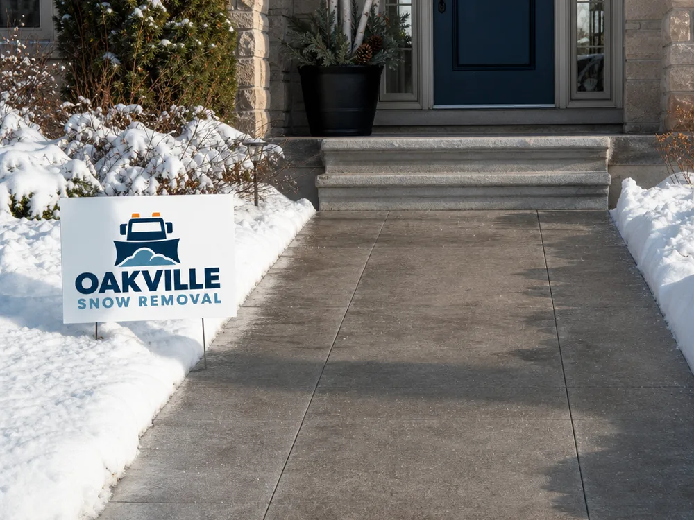 Cleared front walkway and steps leading to a main entrance with defined edges and an open porch landing